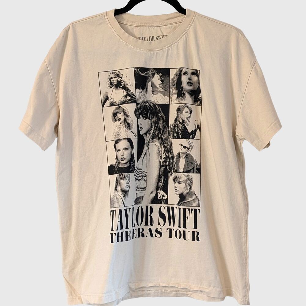 Taylor Swift The Eras Tour Graphic T Shirt Cream Black Medium Official Merch
